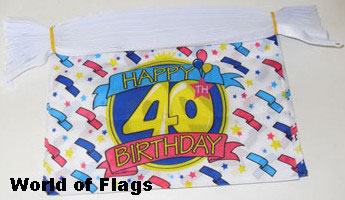 Happy 40th Birthday Bunting 9m