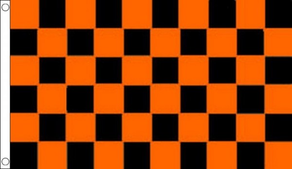 Black and Tangerine Orange Checkered Flag