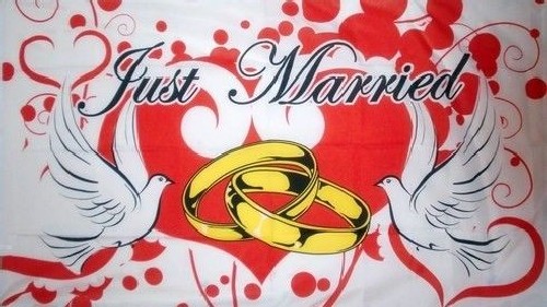 Just Married Flag Wedding Flag