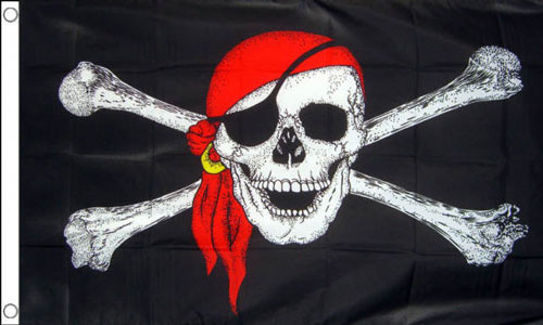 5ft by 8ft Red Bandana Pirate Flag