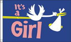 Its A Girl Flag Stork with Baby