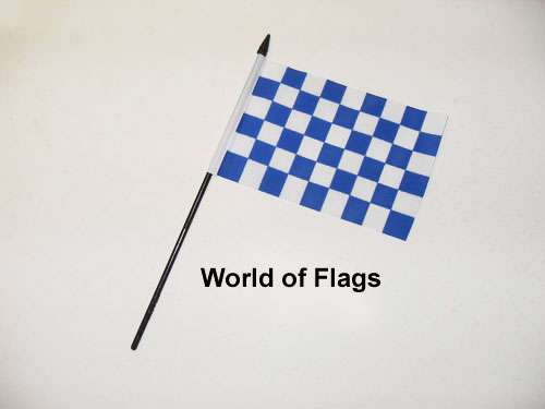 Blue and White Checkered Hand Flag