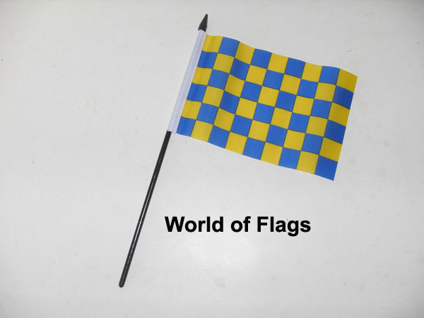 Blue and Yellow Checkered Hand Flag