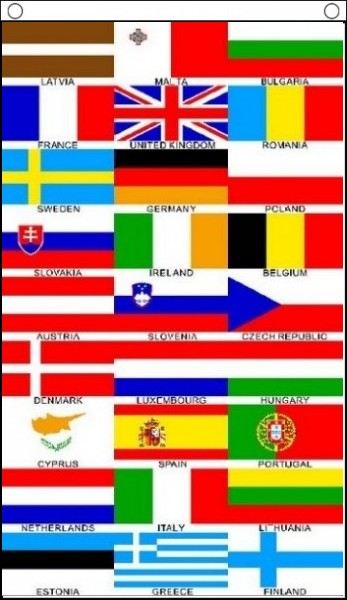 European Banner 27 Countries on 1 Flag 