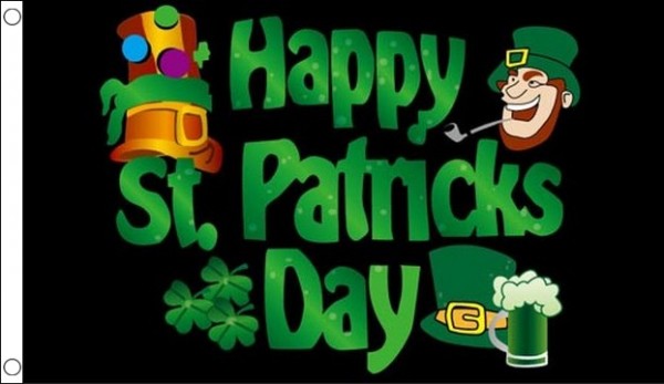 Happy St Patricks Day Flag Black Background