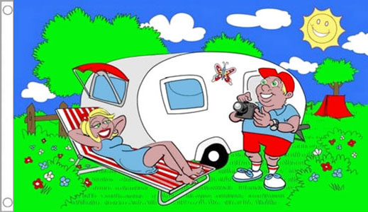 Happy Caravan Holiday Flag