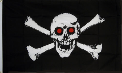 2ft by 3ft Skull Red Eyes Pirate Flag