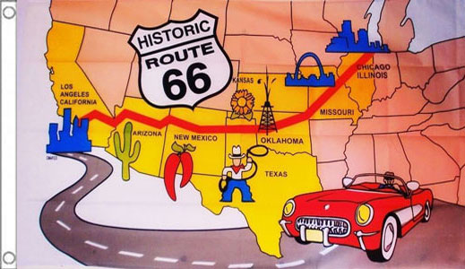Route 66 Flag Map of USA