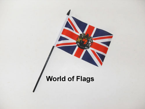 Union Jack with Kings Royal Crest Hand Flag