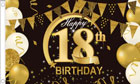 Happy 18th Birthday Flag Gold & Black Design