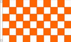 White and Tangerine Orange Checkered Flag