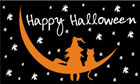 Happy Halloween Witch and Cat on a Moon Flag