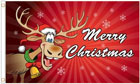 Merry Christmas Reindeer Flag (Red)