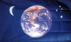 Planet Earth Moon and Stars Flag