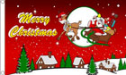 Merry Christmas Flag with Rudolph and Santa on a Sleigh (Red)