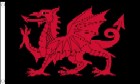 2ft by 3ft Wales Red Dragon on Black Flag